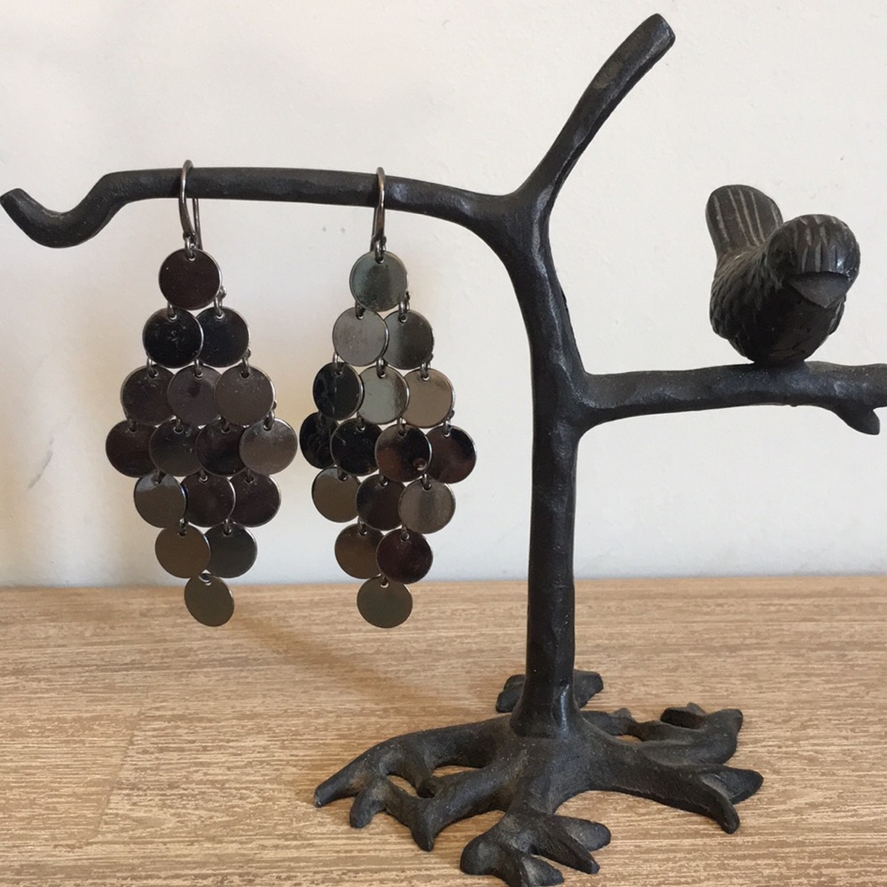 Black Mirror Chandelier Earrings